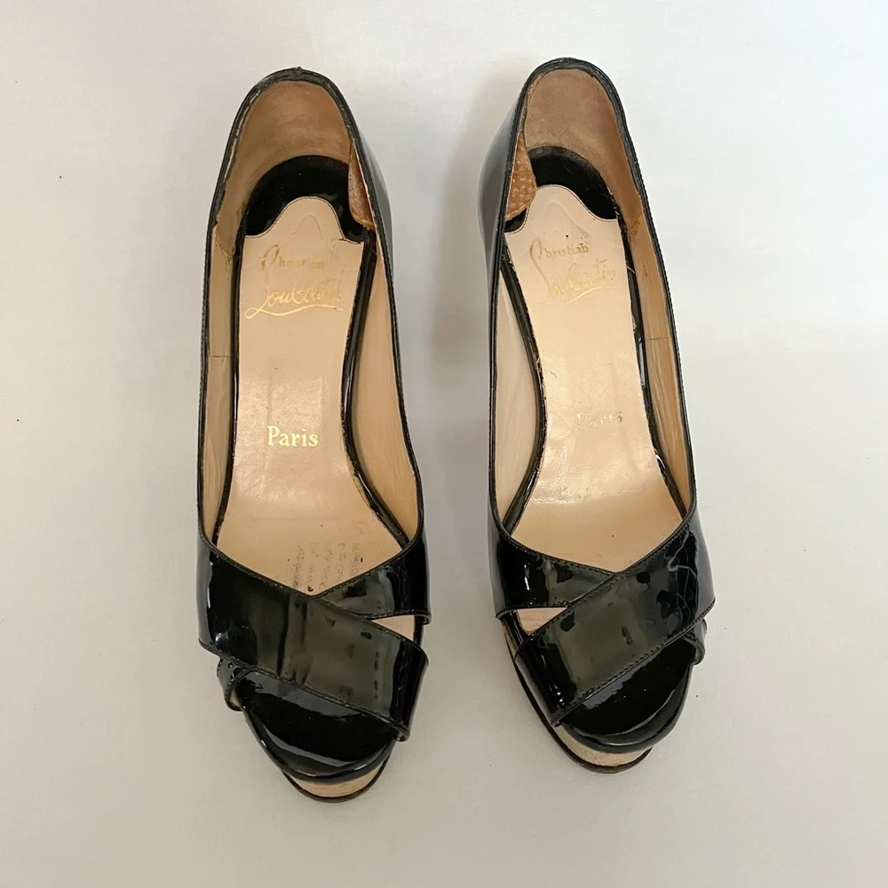 CHRISTIAN LOUBOUTIN vintage open toe patent heels size EU 37 - Picture 2 of 4